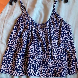 CR - Blue Pink White Floral Tank - size M